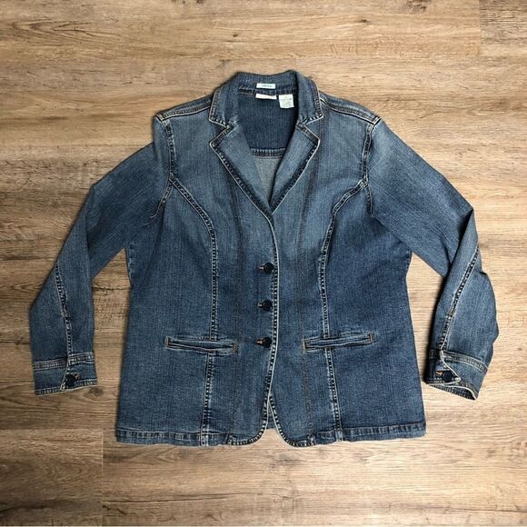 St. John’s Bay Women’s Blue Jean Jacket, size 1X - Picture 1 of 11